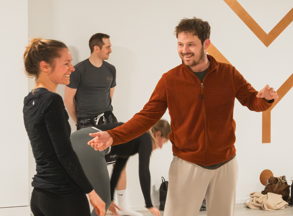 Marius laughing with a participant